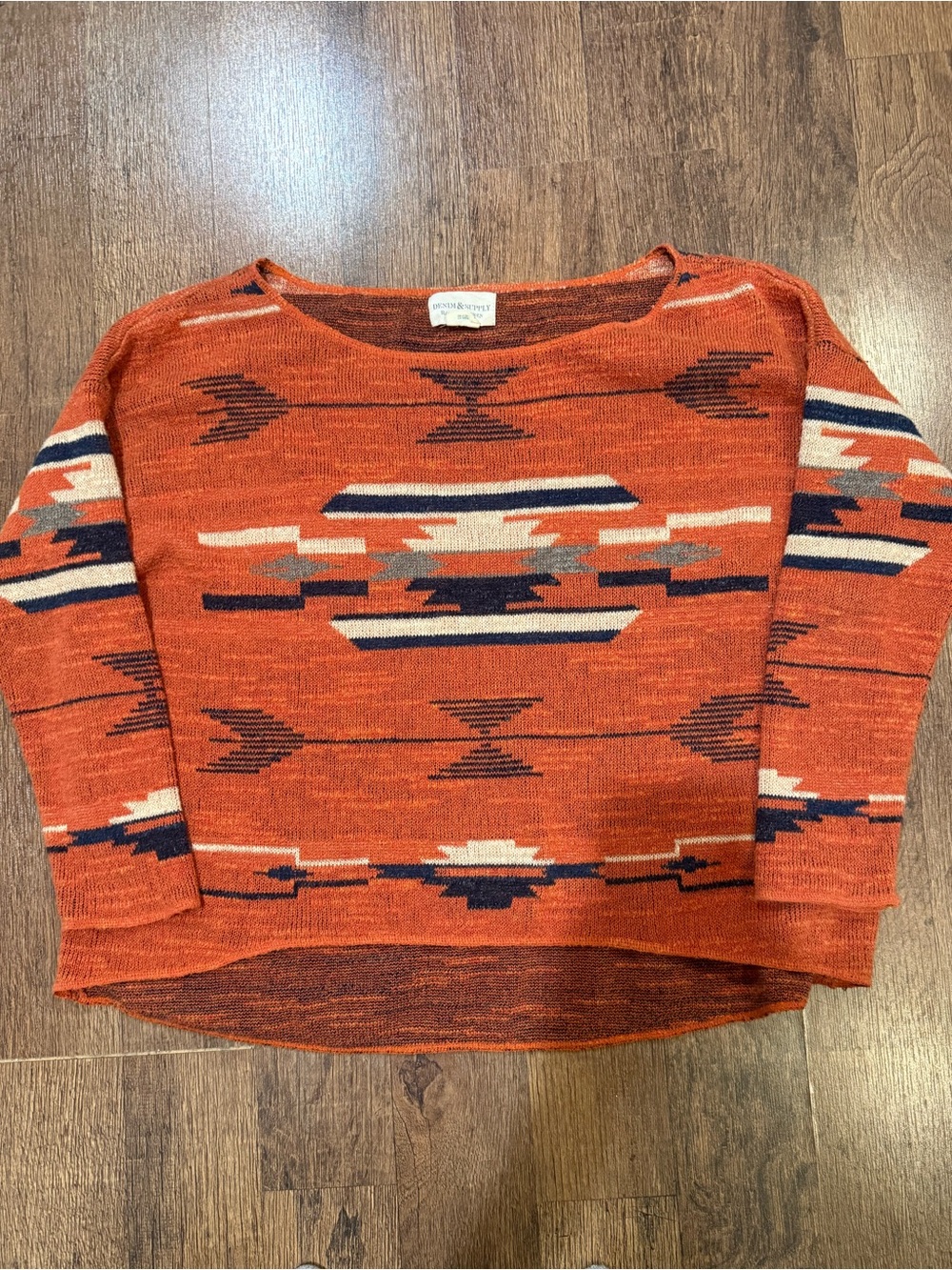 Denim & Supply Ralph Lauren Orange and Navy Aztec sweater large boxy